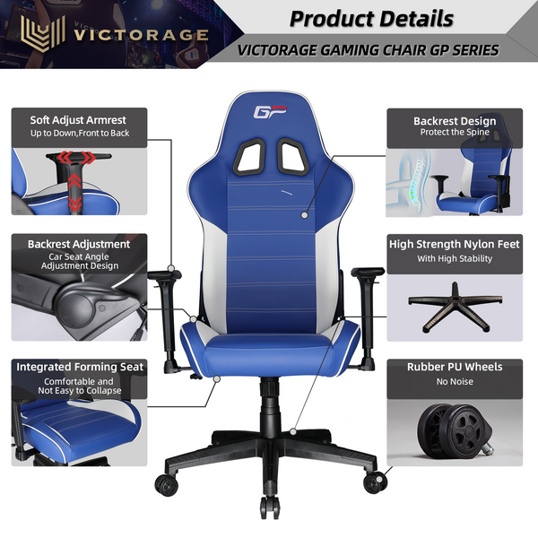 BIG SALES Victorage Computerspielstuhl Rennstuhl (Blau)