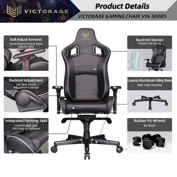 VICTORAGE Bravo Series PU Leder Luxus Bürostuhl Home Chair (Carbon)