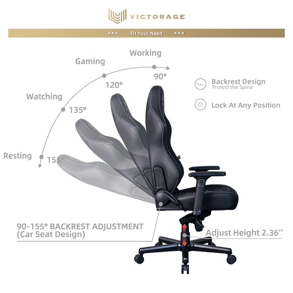 VICTORAGE Echo VE Series PU Leather Office Chair Home Seat(Black Diamond)